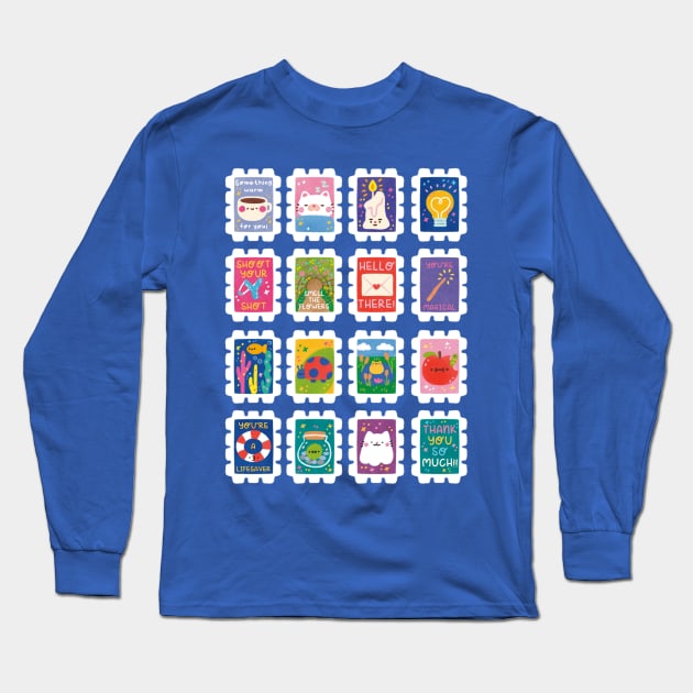 Postage Stamps Long Sleeve T-Shirt by Figberrytea